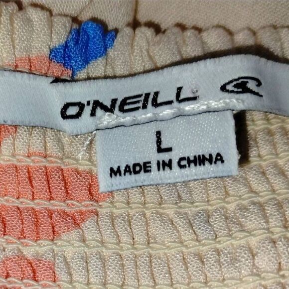 Oneil Womens Maxi Sz Large Peach Crepe Layered Strappy Peach Floral Cottagecore - Picture 13 of 16